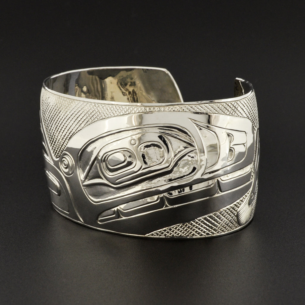 Killerwhale and Salmon - Silver Bracelet