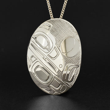 Raven and Moon - Silver Pendant