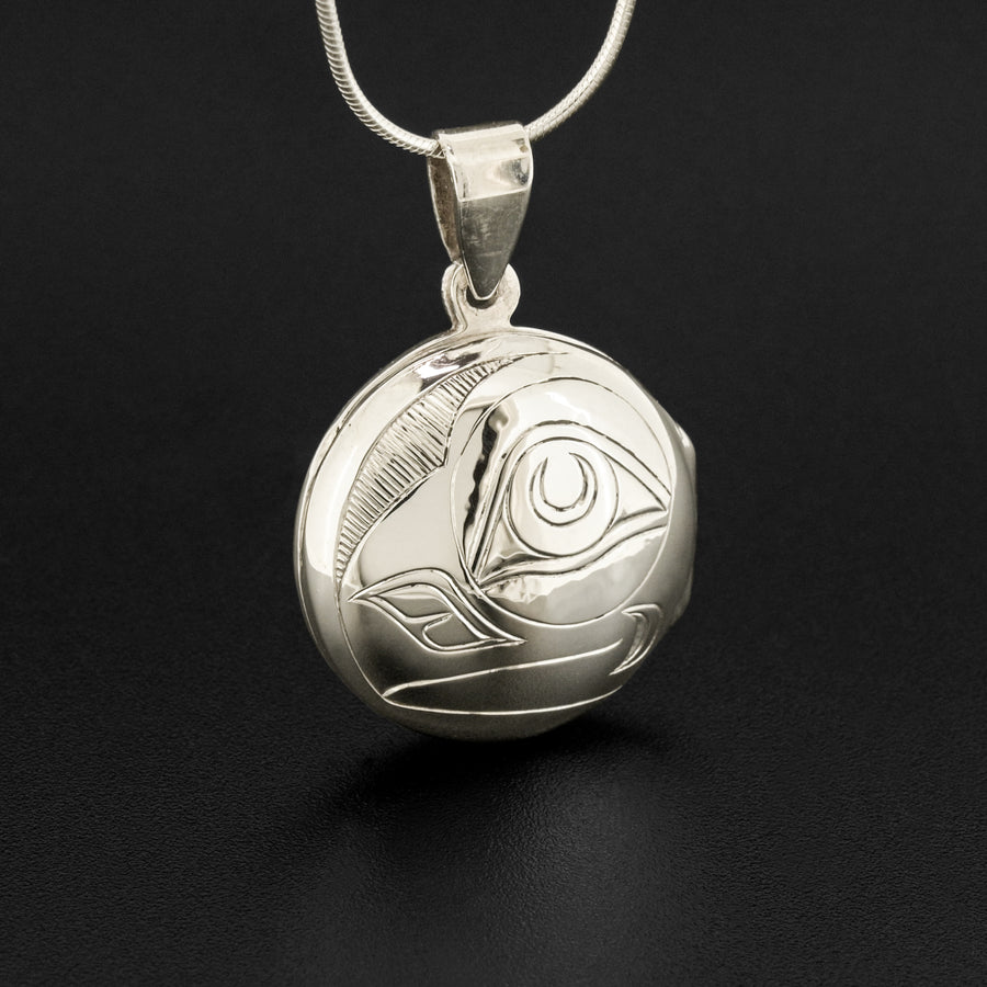 Puffin and Salmon Wing - Silver Locket