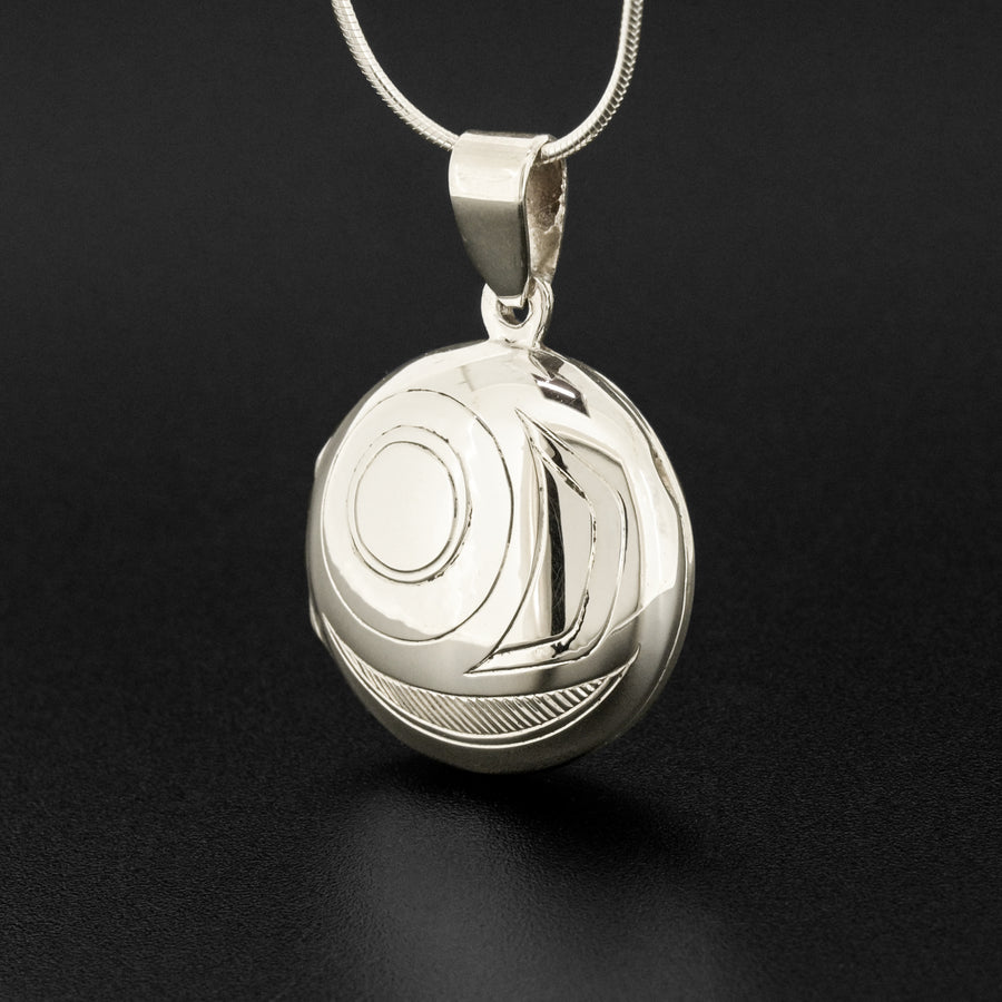 Puffin and Salmon Wing - Silver Locket