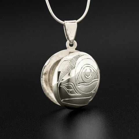 Puffin and Salmon Wing - Silver Locket