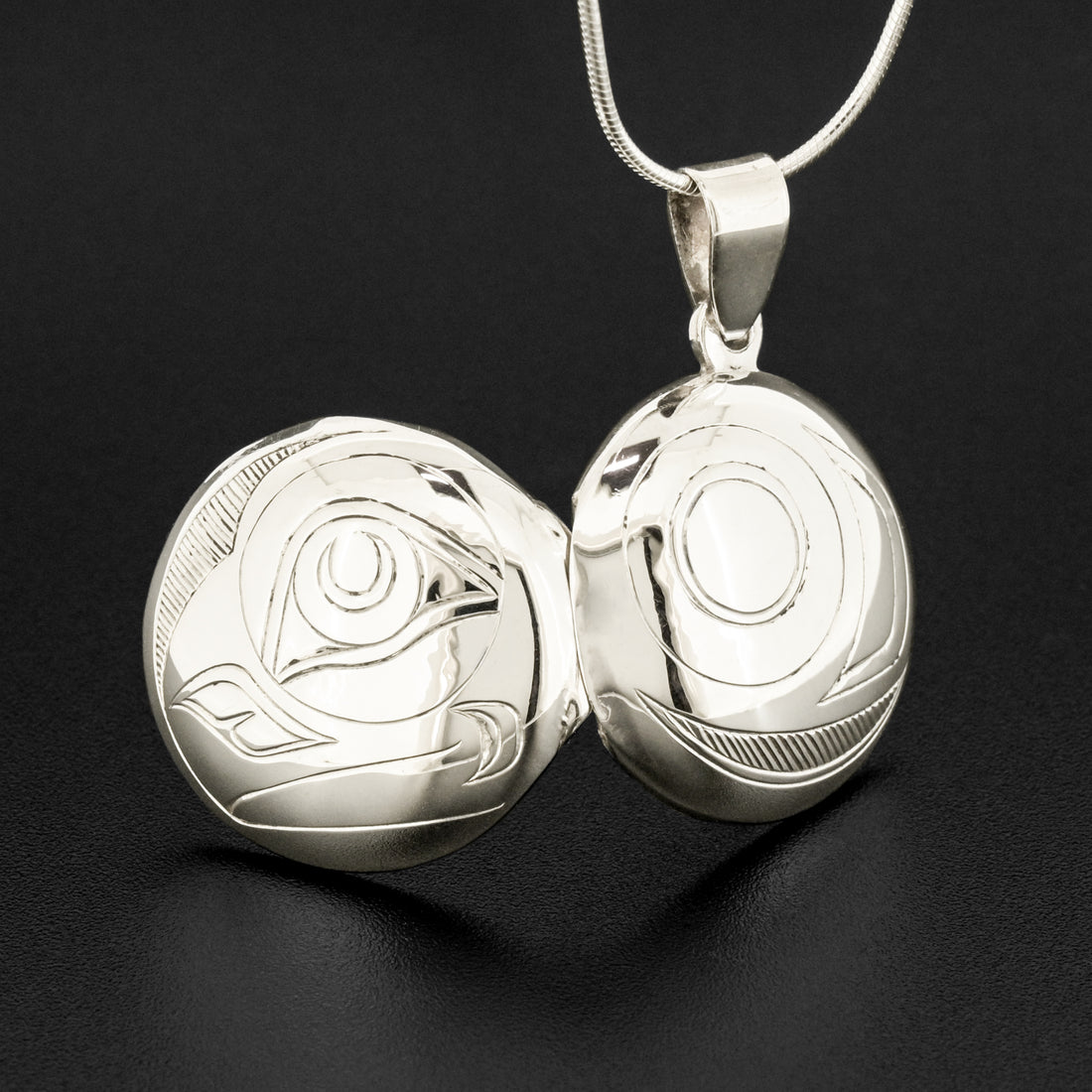 Puffin and Salmon Wing - Silver Locket