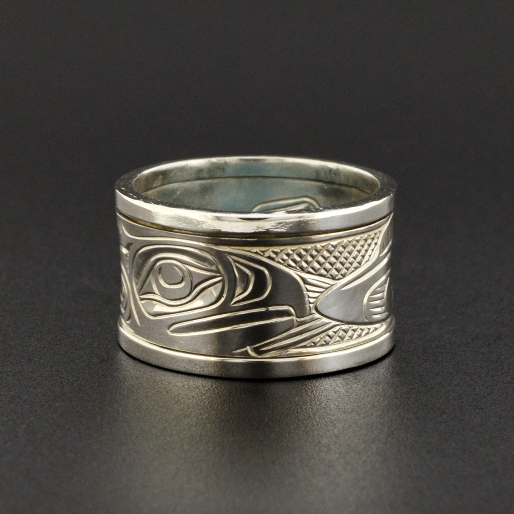 Salmon - Silver Spinner Ring
