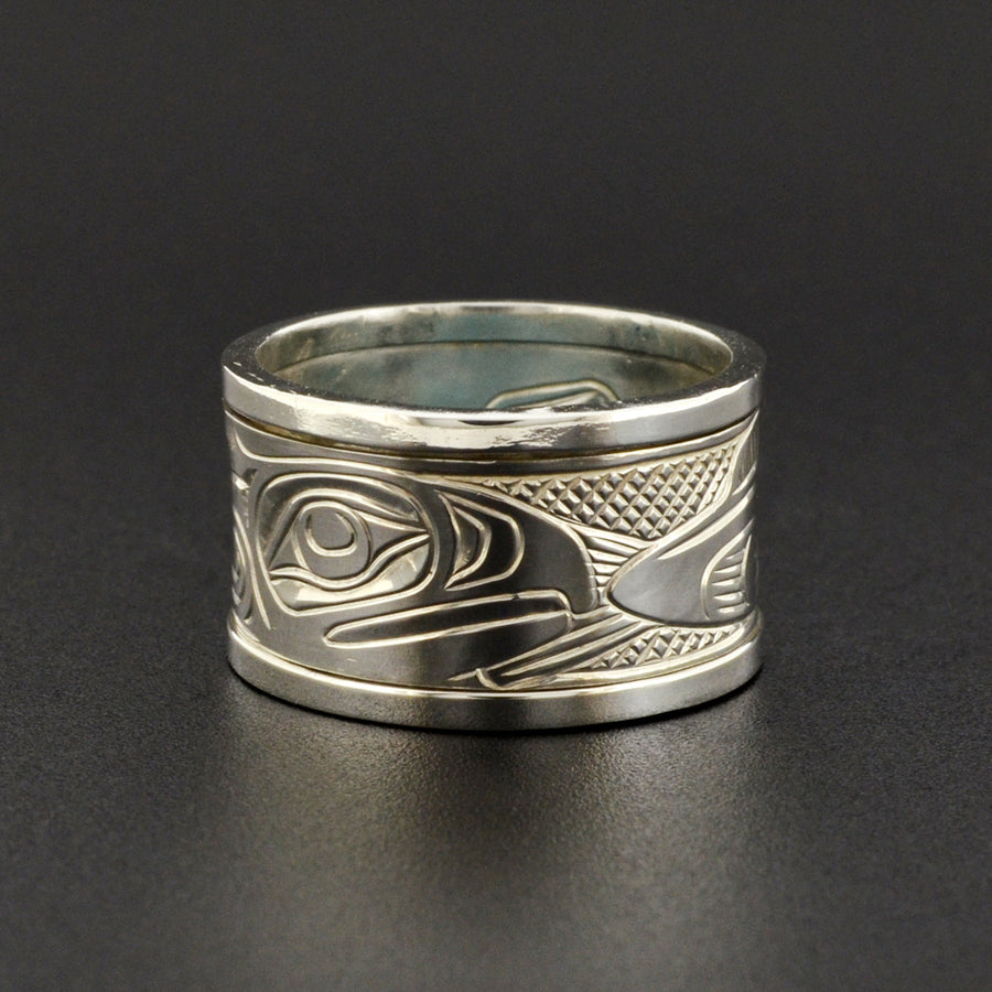 Salmon - Silver Spinner Ring