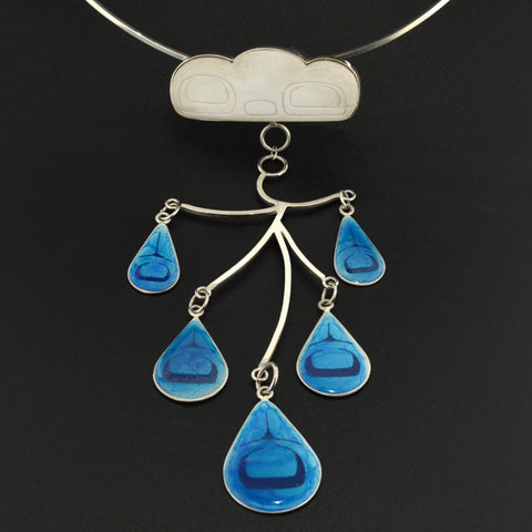 Westcoast Rain - Silver Necklace with Mastodon Ivory and Enamel