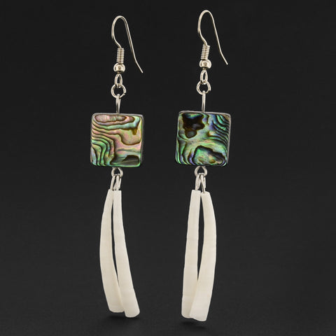 Abalone Earrings with Dentalium