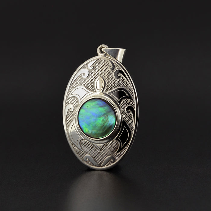 Turtle - Silver Pendant with Abalone