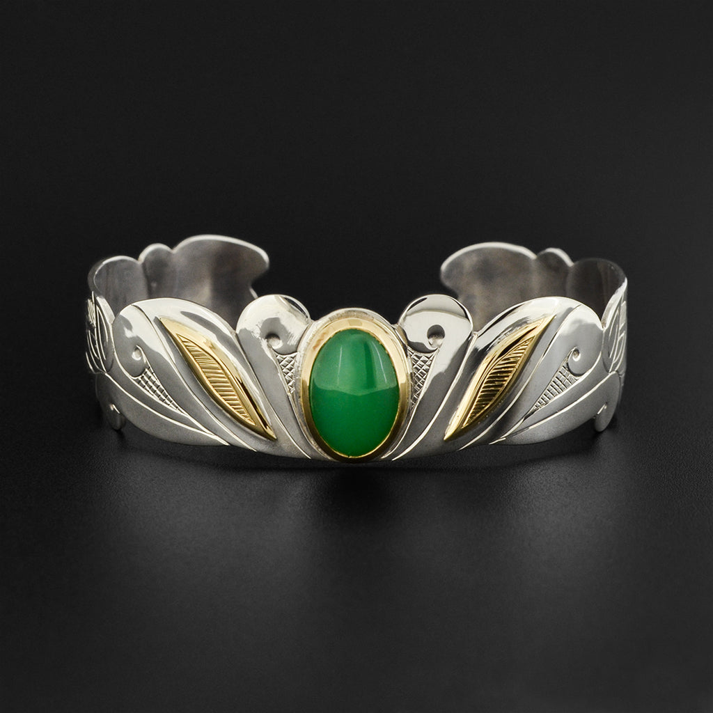 Floral - Silver Bracelet with 14k Gold