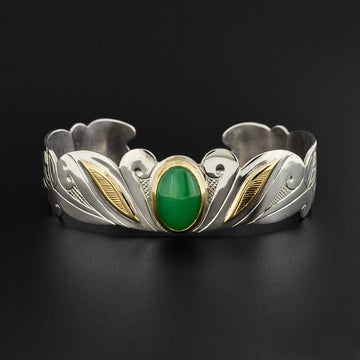 Floral - Silver Bracelet with 14k Gold