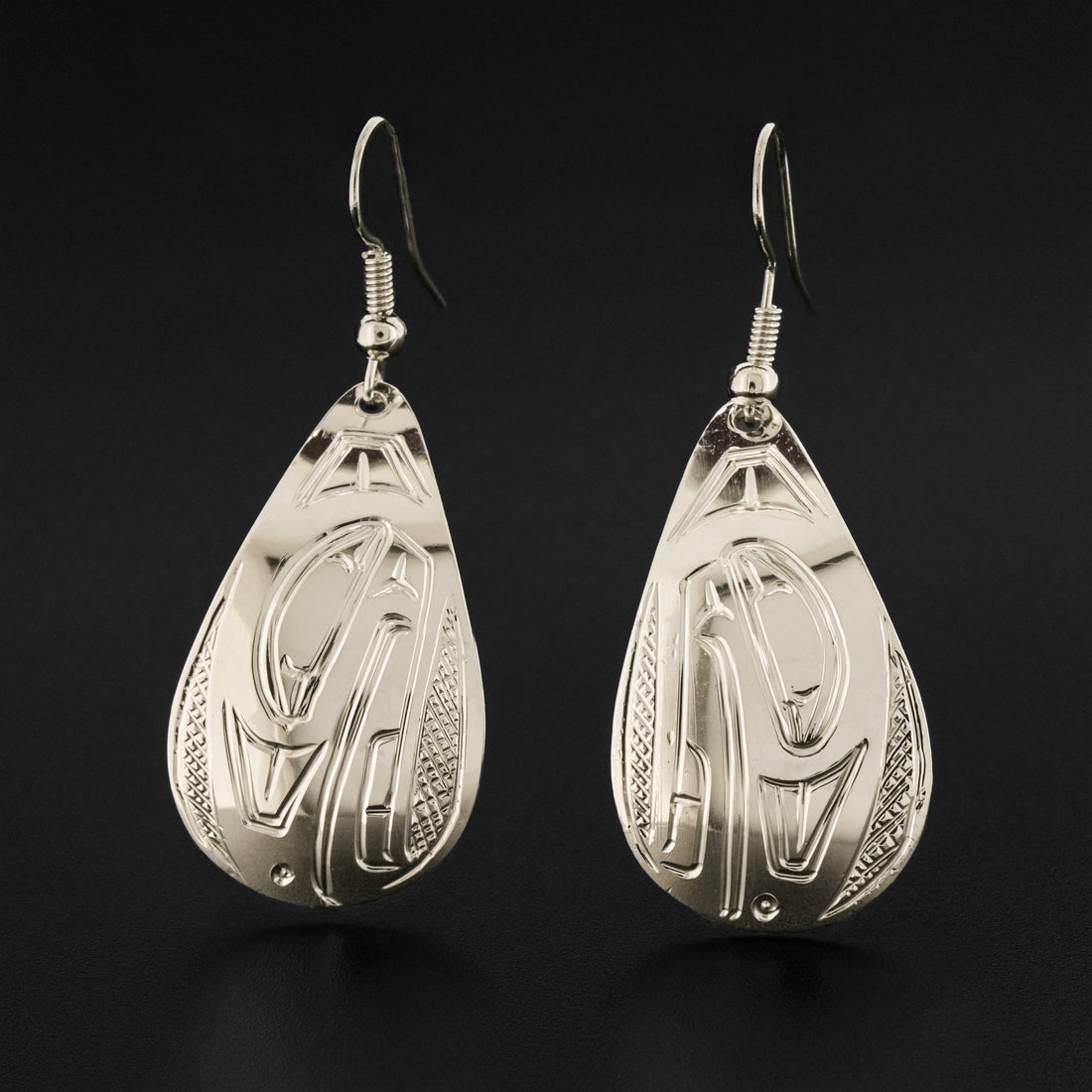 Eagle - Silver Teardrop Earrings