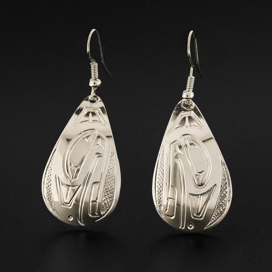 Eagle - Silver Teardrop Earrings