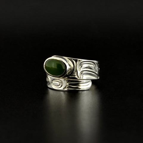Eagle - Silver Wrap Ring with BC Jade