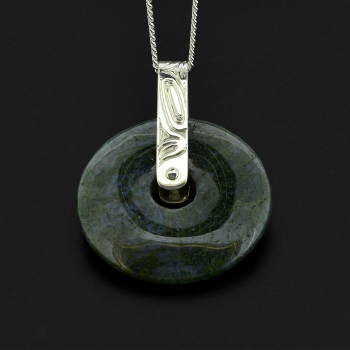 Frog - Silver and Agate Pendant with 14k Gold