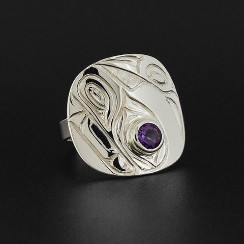 Bear - Silver Ring with Amethyst