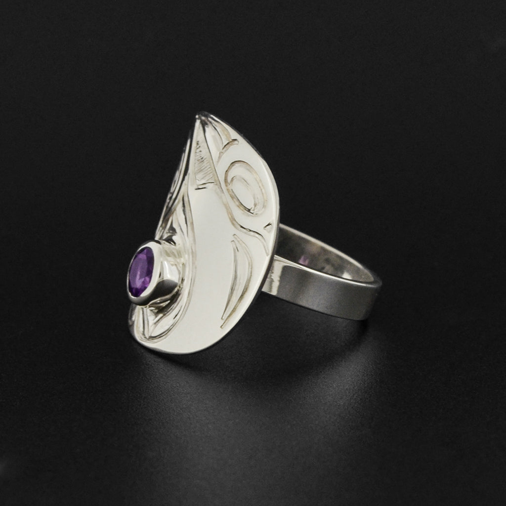 Bear - Silver Ring with Amethyst