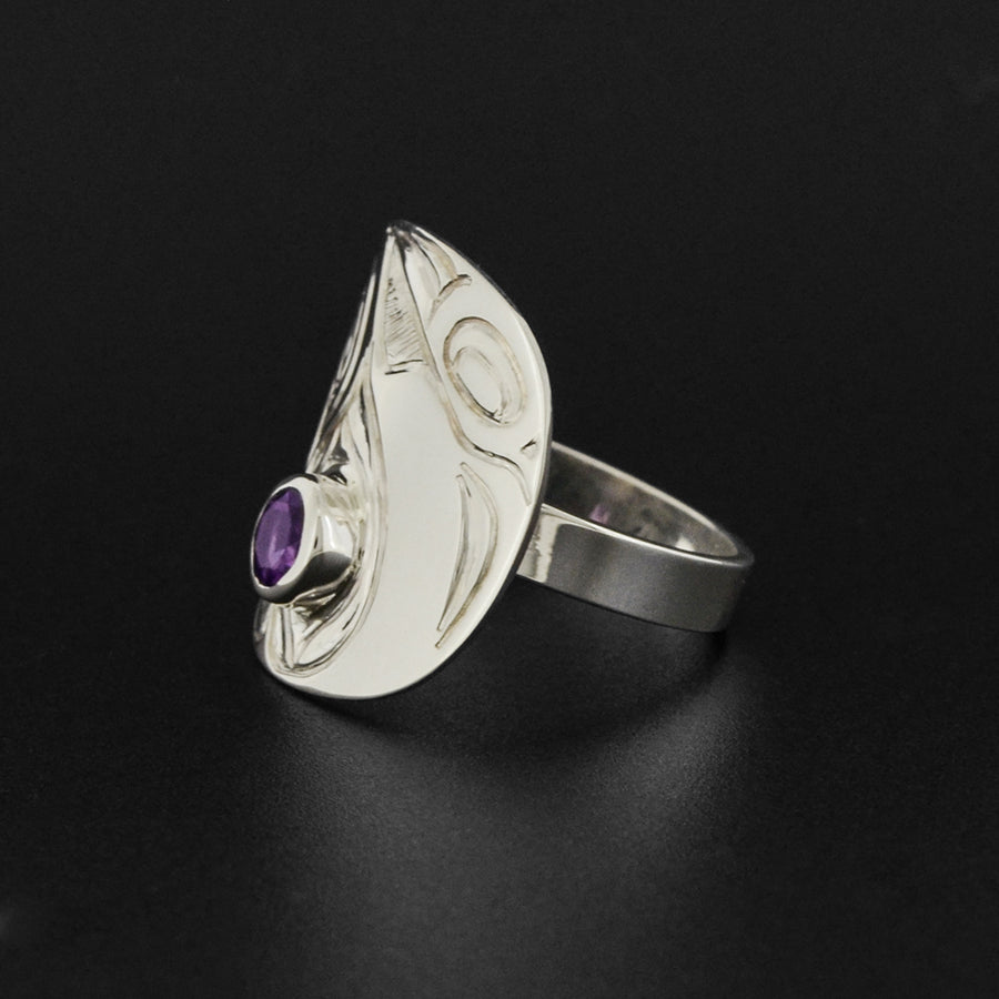 Bear - Silver Ring with Amethyst