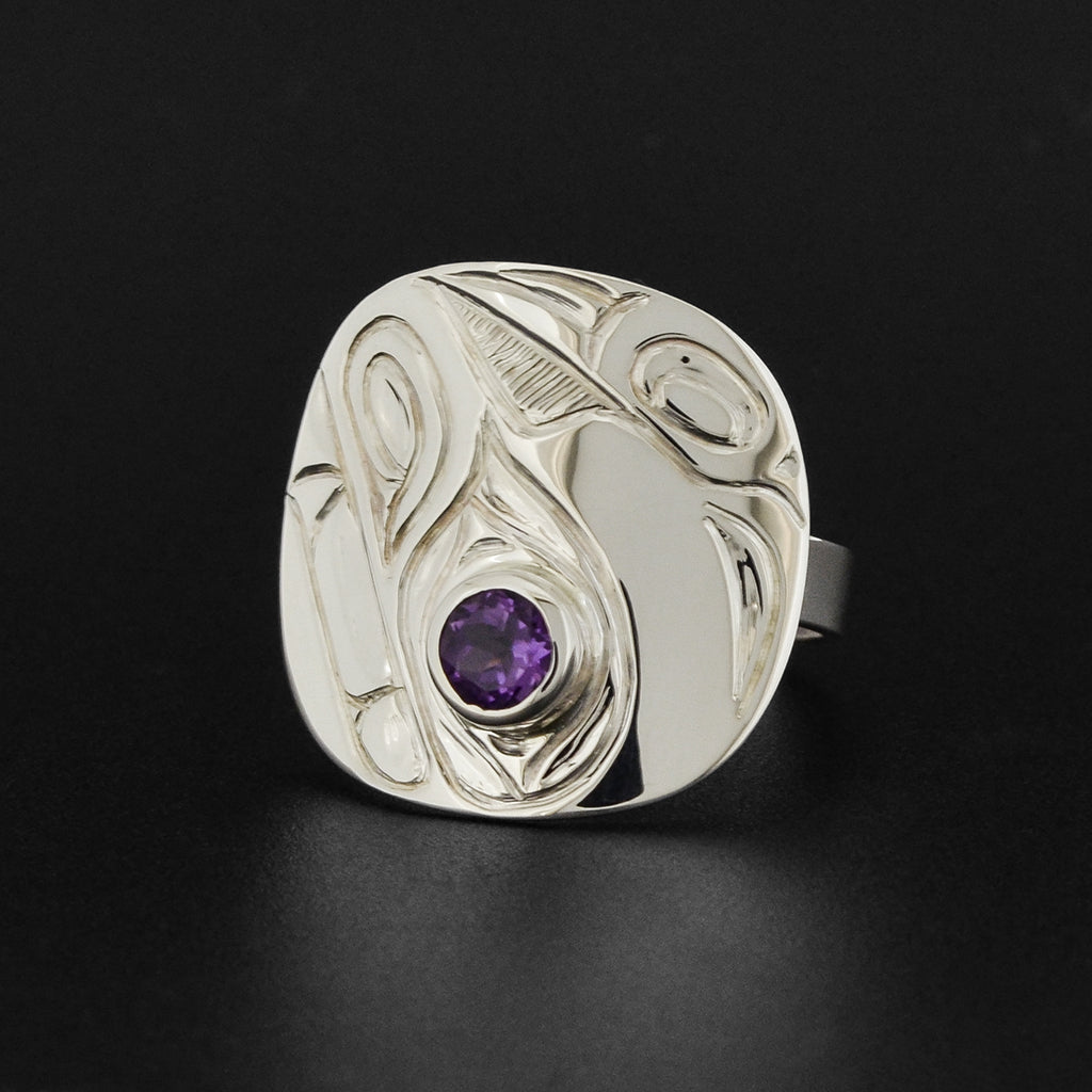 Bear - Silver Ring with Amethyst