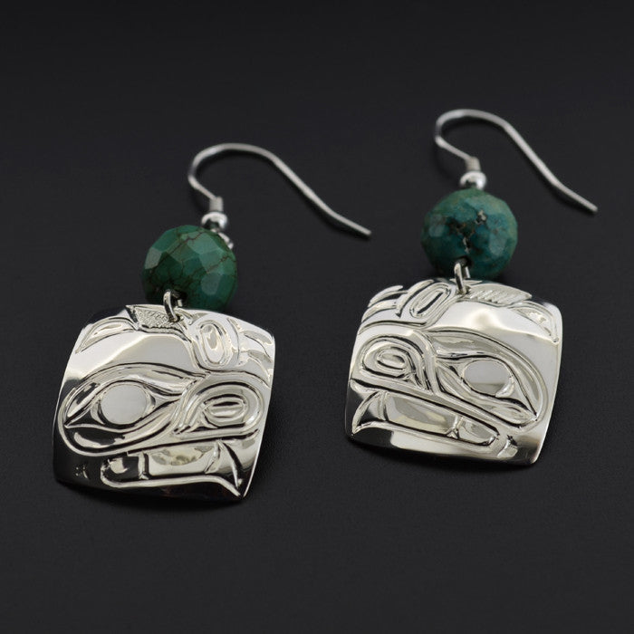 Bear - Silver Earrings with Turquoise