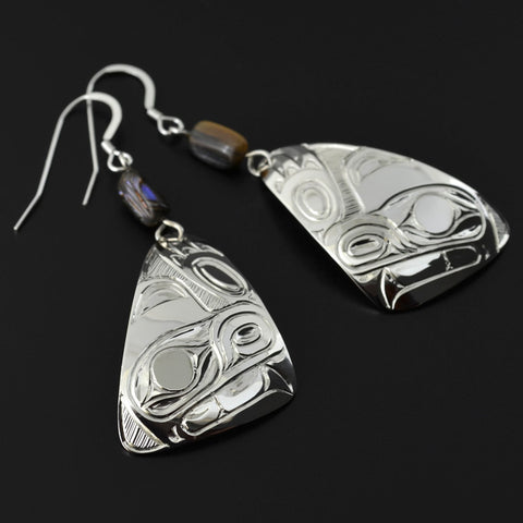 Bears - Silver Earrings with Abalone