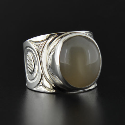 Eagle - Silver Ring with Grey Moonstone