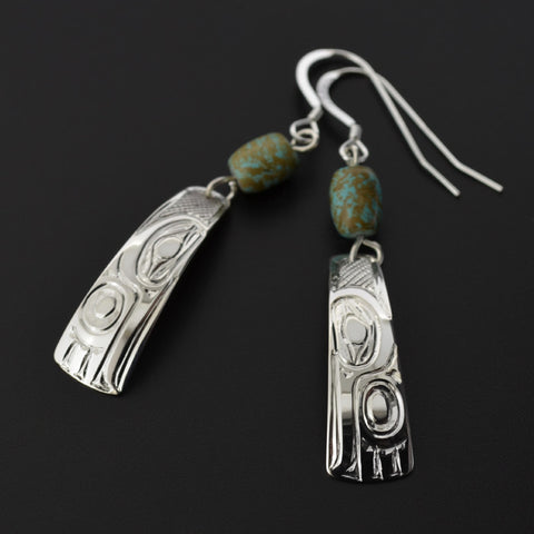Hummingbird - Silver Earrings with Turquoise