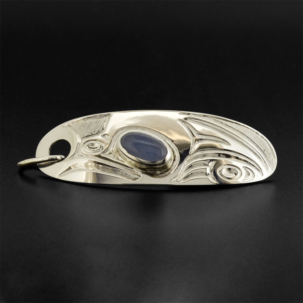 Frog - Silver Pendant with Chalcedony