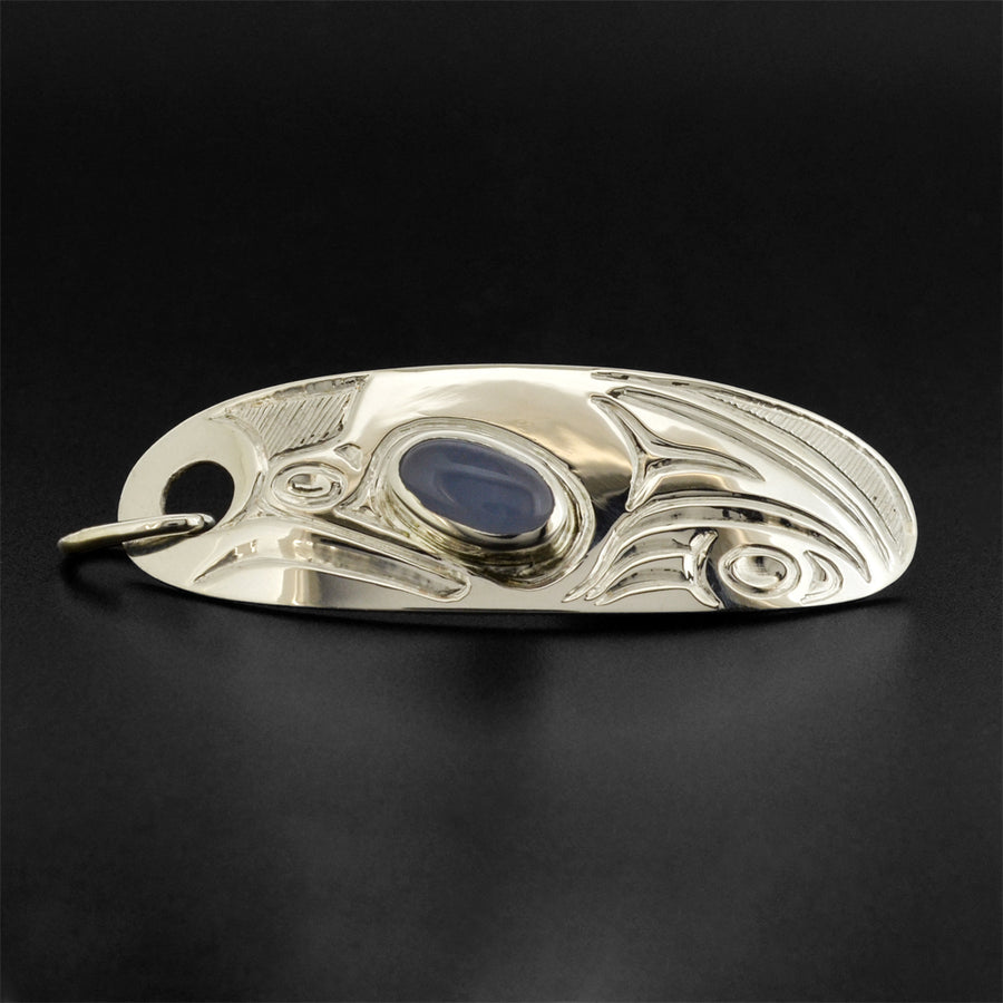 Frog - Silver Pendant with Chalcedony
