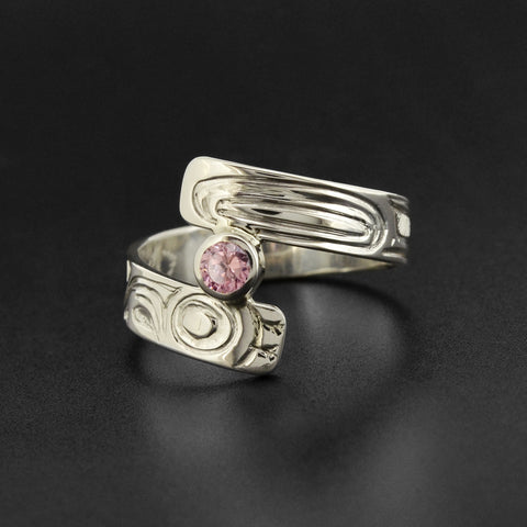 Hummingbird - Silver Ring with Rose Quartz