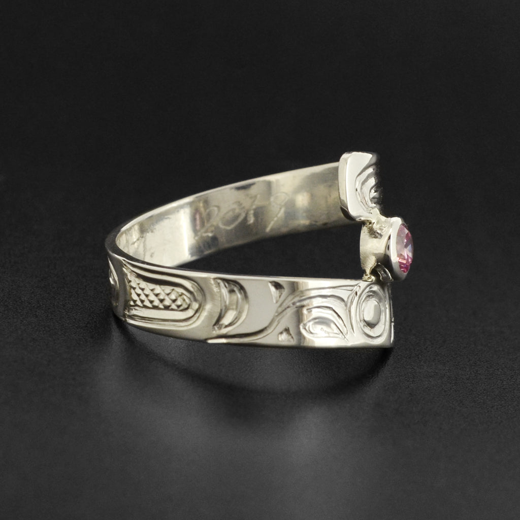 Hummingbird - Silver Ring with Rose Quartz