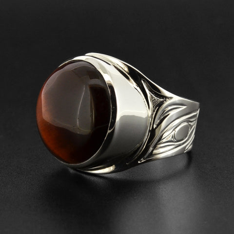 Eagle - Silver Ring with Red Tiger Eye