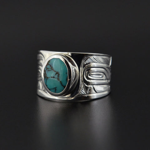 Wolves - Silver Ring with Turquoise