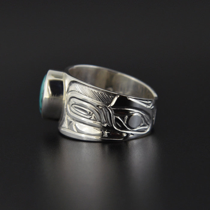 Wolves - Silver Ring with Turquoise