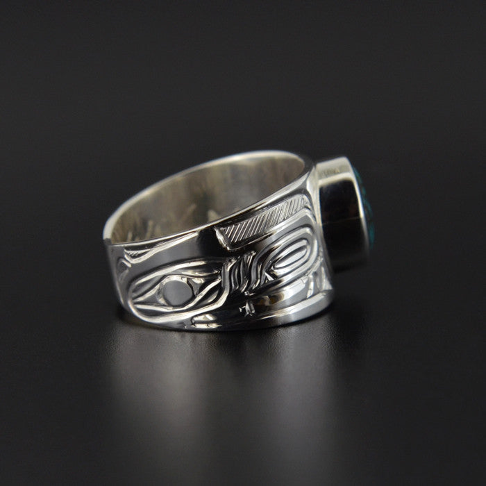Wolves - Silver Ring with Turquoise