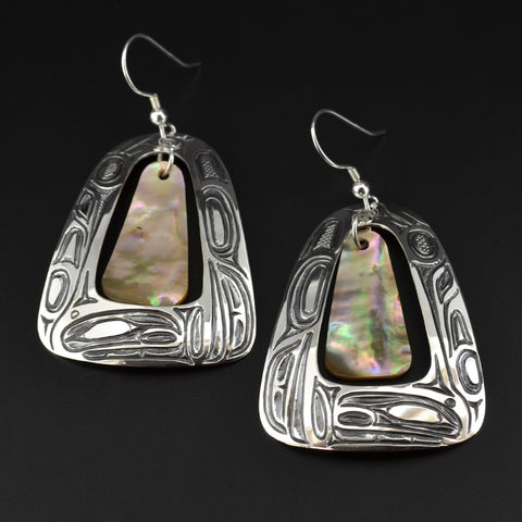 Orca and Thunderbird - Silver Earrings