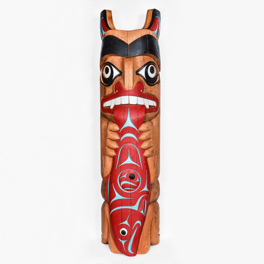 Bear and Salmon - Red Cedar Pole