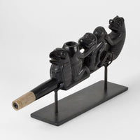 Owl, Humans and Bear - Argillite Trade Pipe