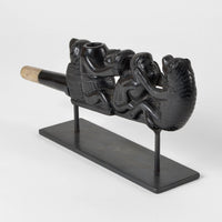 Owl, Humans and Bear - Argillite Trade Pipe