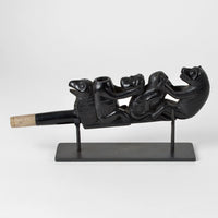 Owl, Humans and Bear - Argillite Trade Pipe