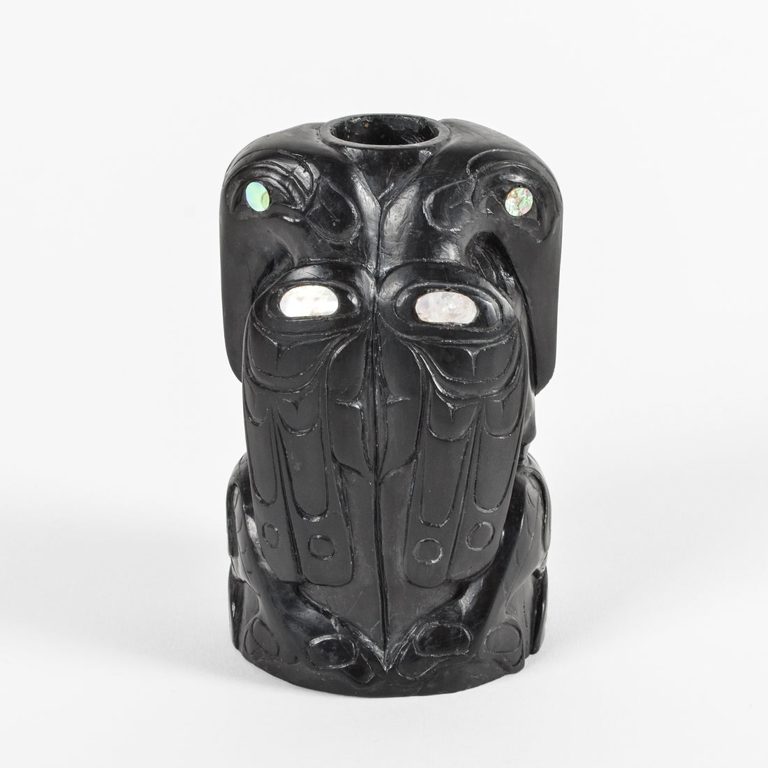Raven, Frog, and Whale - Argillite Candle Holders