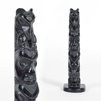 Raven, Salmon, Human, Bear - Argillite Pole