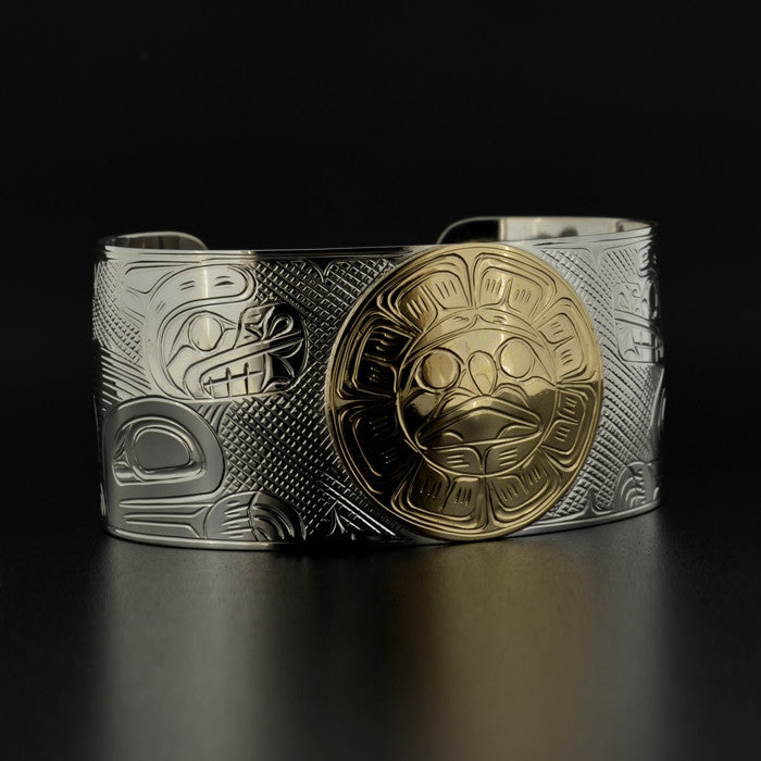 Bears and Sun - Silver Bracelet with 14k Gold