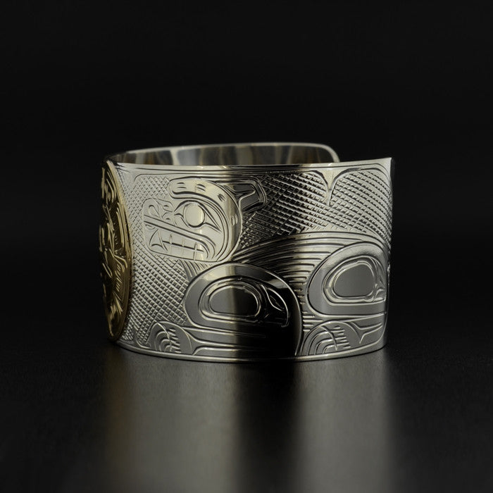 Bears and Sun - Silver Bracelet with 14k Gold