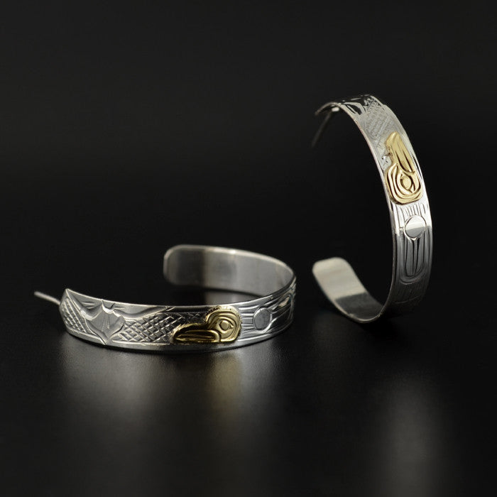 Hummingbirds - Silver Earrings with 14k Gold