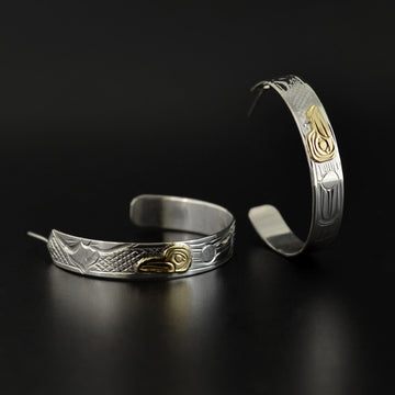 Hummingbirds - Silver Earrings with 14k Gold