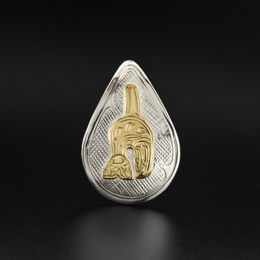 Killerwhale - Silver Pendant with 14k Gold