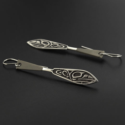 Raven Paddles - Silver Earrings