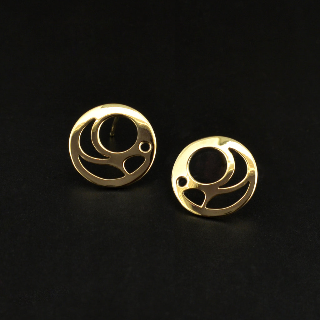 Salmon Egg - 14k Gold Stud Earrings