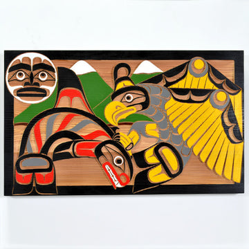 Thunderbird, Orca and Moon - Red Cedar Panel