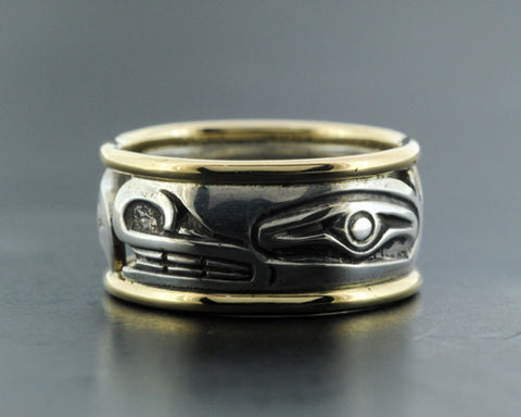 Killerwhale - Silver Ring with 14k Gold Rails