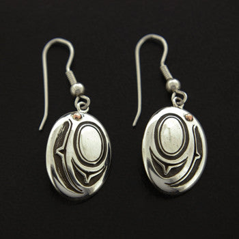 Salmon Head - Silver and Copper Earrings